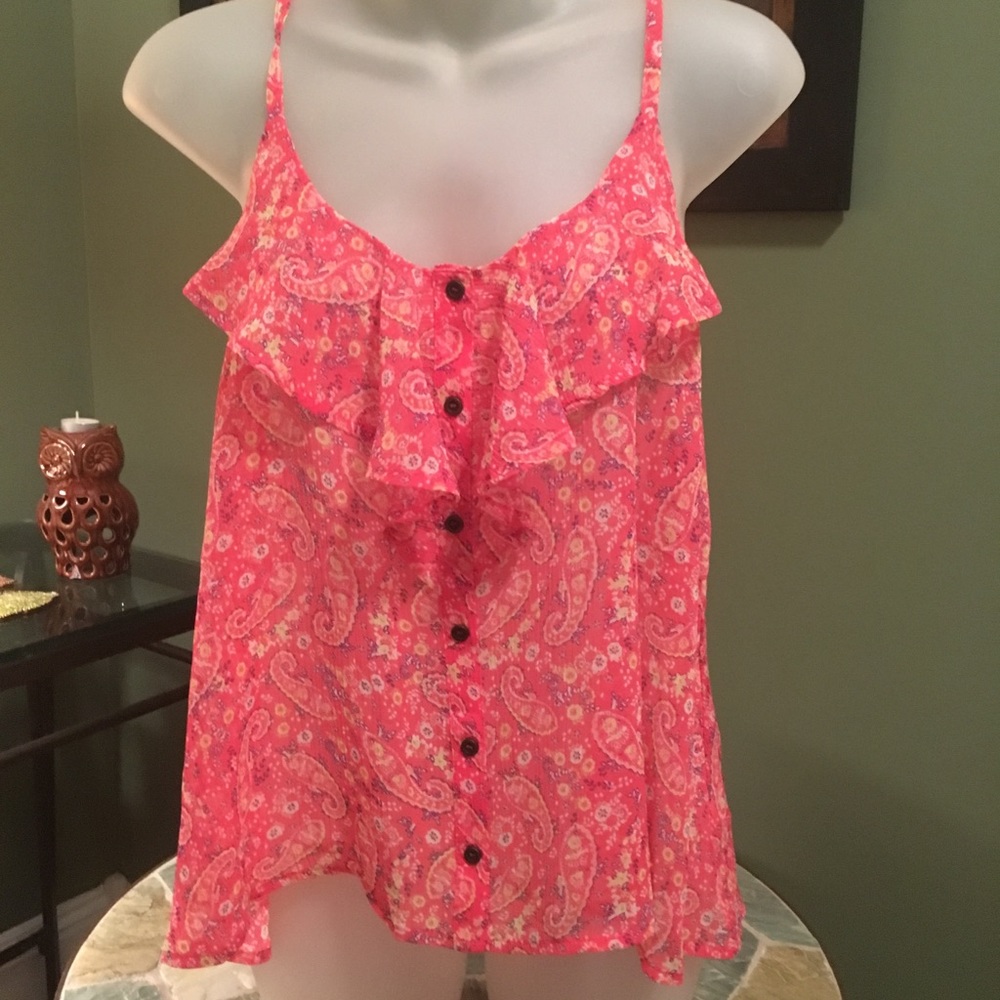 Coral Paisley Print Tank